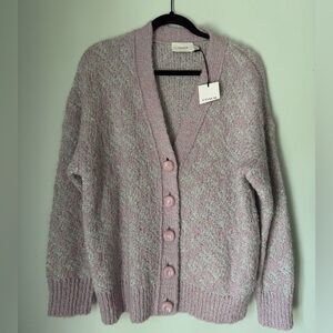Coach Women's Lavender Metallic Cardigan Sweater NWT Alpaca